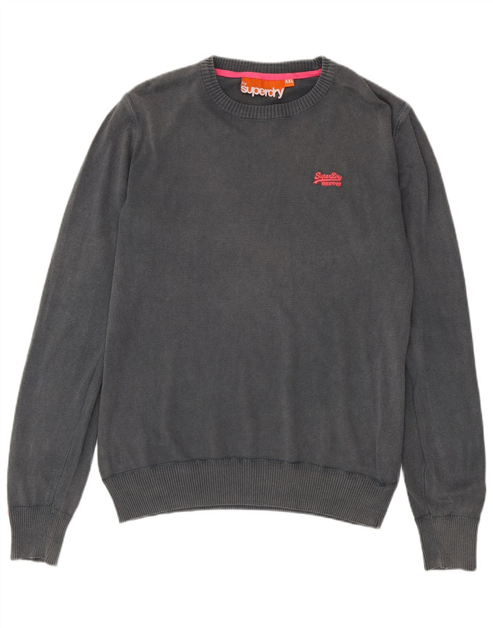 SUPERDRY Pulover pentru bărbați cu decolteu triplu, bumbac gri 2XL