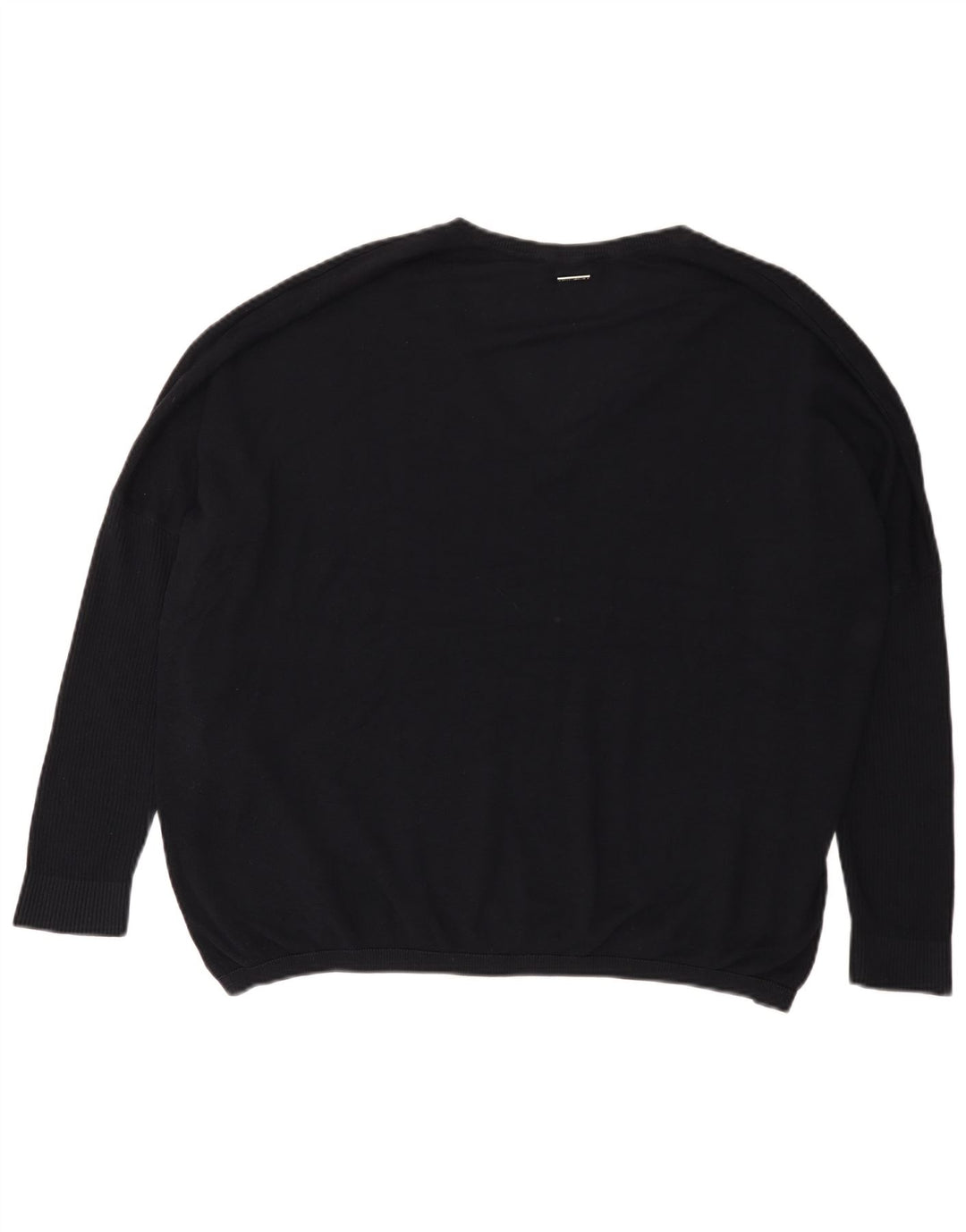 Dkny Pulover cu decolteu în V cu grafică supradimensionată pentru femei UK 14 Large Negru