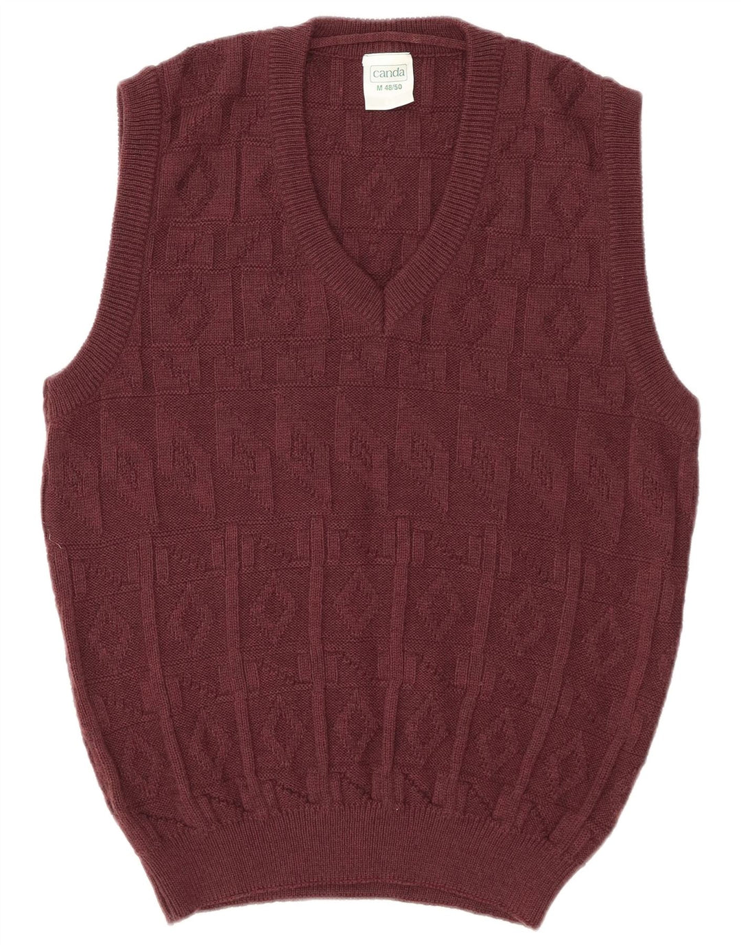 CANDA Vest pentru bărbați Tank Top EU 48/50 Medium Burgundy Argyle/Diamond Acrylic