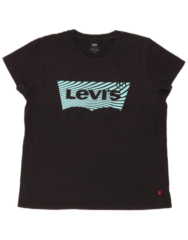 Tricou cu grafic Levi's pentru femei Top UK 14 Large Black Bumbac