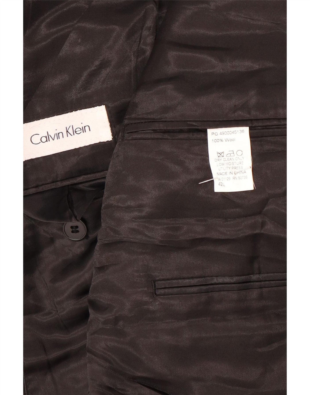 CALVIN KLEIN Jachetă pentru bărbați cu 2 nasturi, UK 42 XL, lână neagră cu dungi