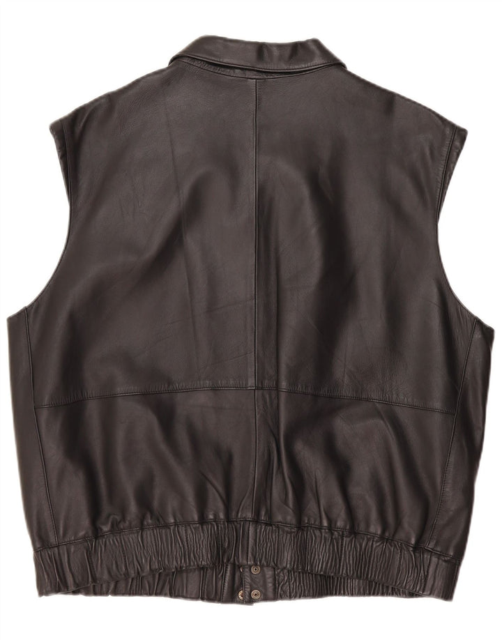 Gilet din piele vintage pentru bărbați IT 58 3XL din piele neagră