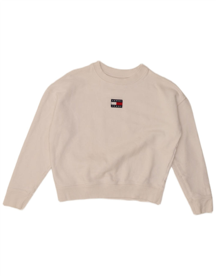TOMMY HILFIGER Pulover oversize Crop pentru femei UK 6 XS Alb
