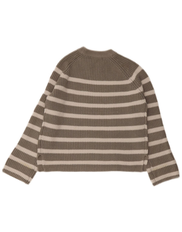 Pulover pentru femei Marks & Spencer cu decolteu triplu UK 10 mic, gri cu dungi
