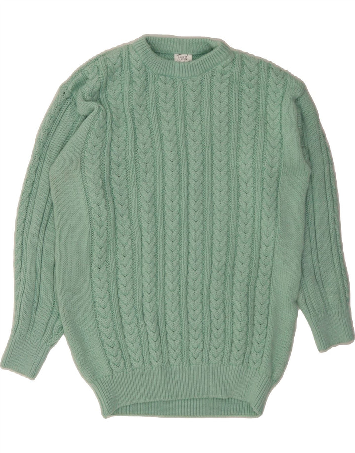 TREND Womens Oversized Crew Neck Jumper Sweater EU 42 Large Turquoise Vintage Trend and Second-Hand Trend from Messina Hembry 