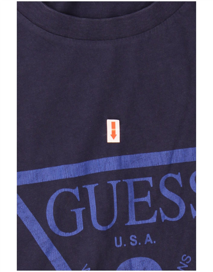 Tricou grafic pentru bărbați GUESS Top mare din bumbac bleumarin