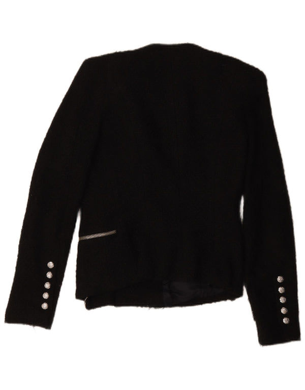 Jachetă pentru femei Zara, militară, cu fermoar complet, UK 10, acrilic, negru