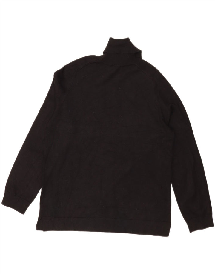 Pulover Dkny pentru bărbați cu grafică cu gât rulat, mare, negru, viscoză, bloc de culoare