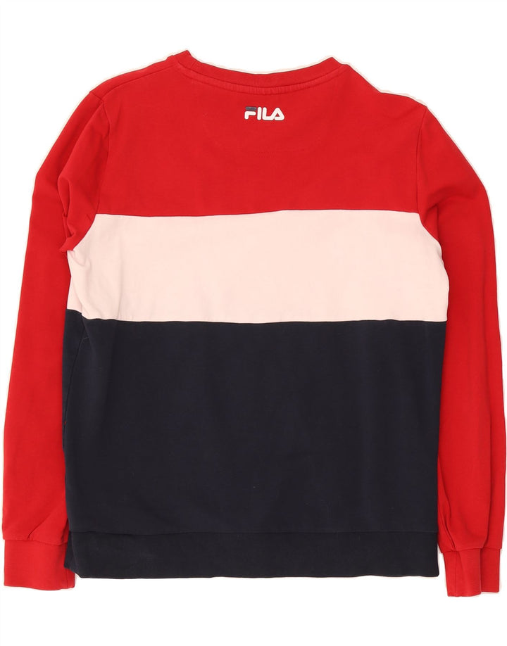 FILA Womens Sweatshirt Jumper UK 14 Medium Multicoloured Colourblock Vintage Fila and Second-Hand Fila from Messina Hembry 