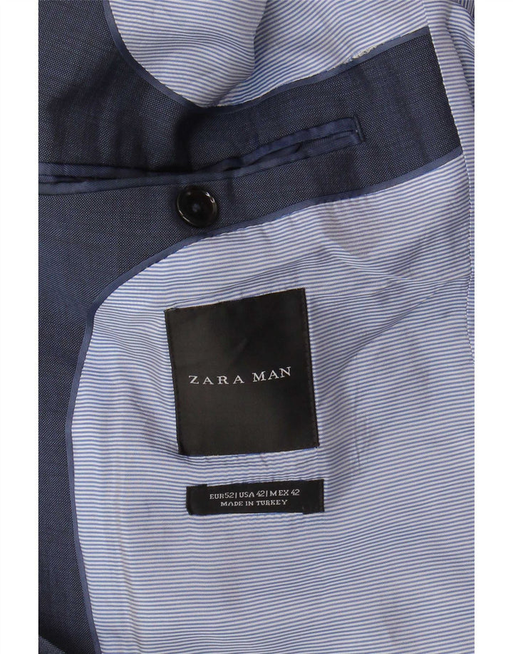 Blazer pentru bărbați Zara cu 2 nasturi EU 52 Lână mare albastru bleumarin