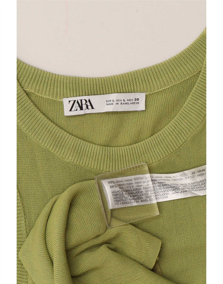 Vest Vest Top Femei Zara UK 14 Large Green Viscose