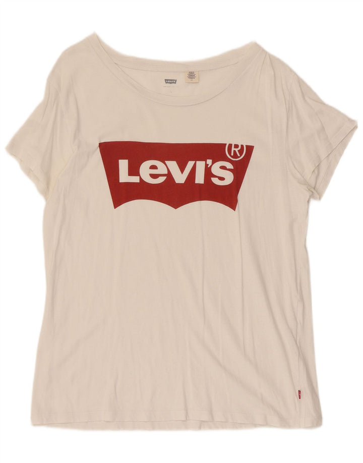 LEVI'S Womens Graphic T-Shirt Top UK 14 Large White