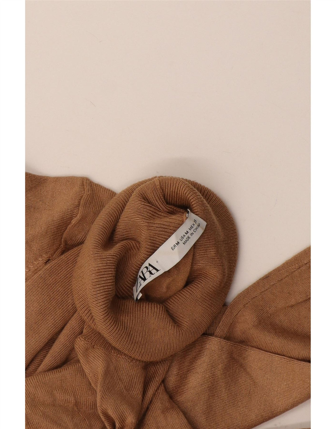 Pulover pentru femei cu gât rulat Zara UK 12 maro mediu