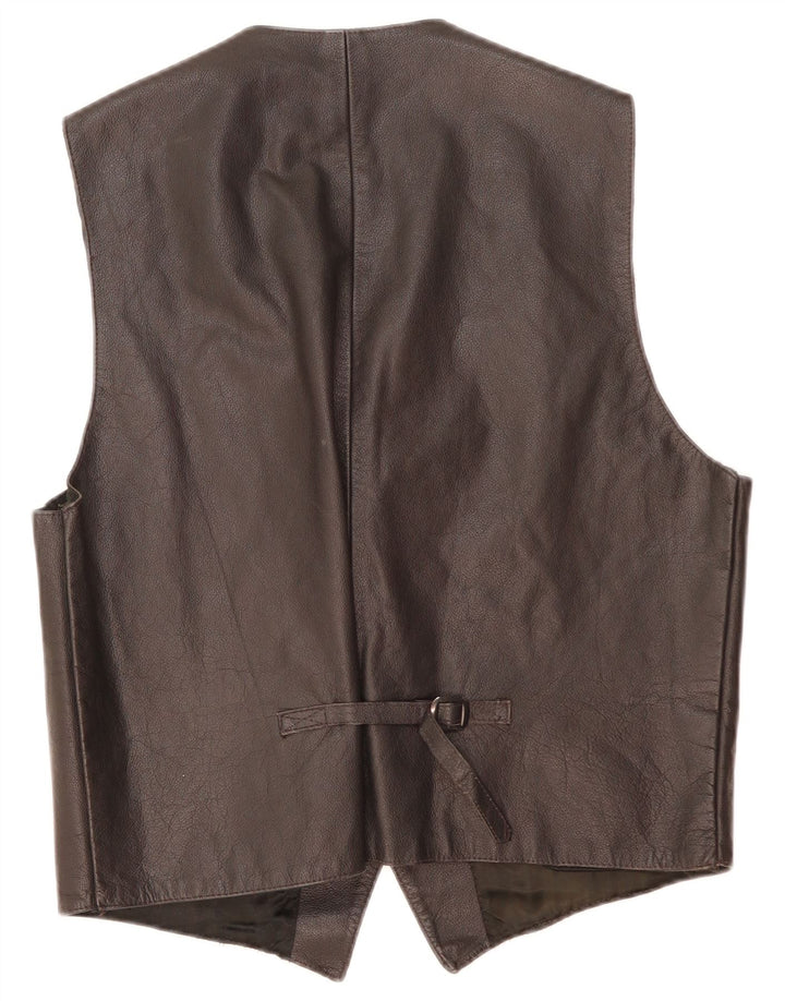 Vestă din piele vintage pentru bărbați XL din piele neagră