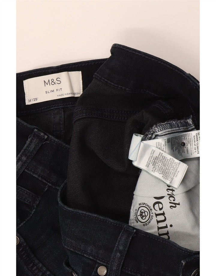 Blugi slim pentru bărbați Marks & Spencer W34 L29 Bumbac bleumarin