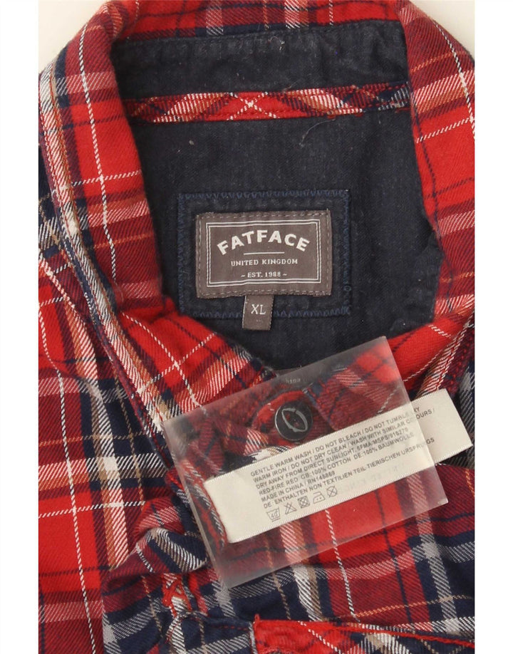 Cămașă de flanel pentru bărbați Fat Face XL, bumbac cu carouri roșii