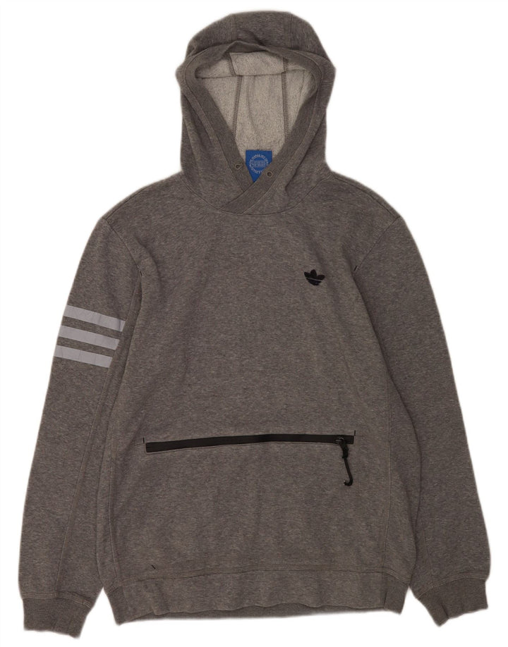 Pulover Adidas pentru bărbați, bumbac cu pete, gri mediu