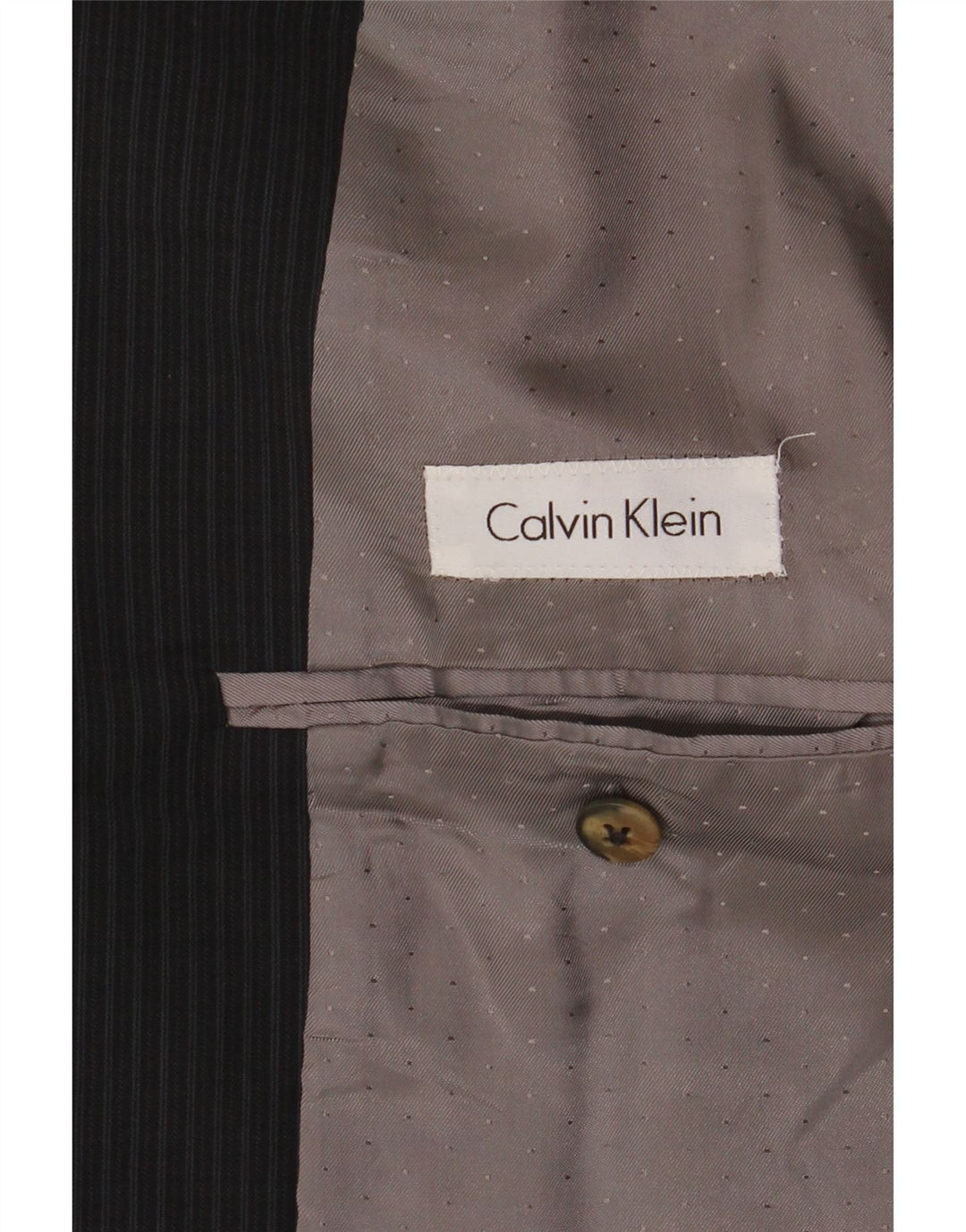 Jachetă pentru bărbați Calvin Klein cu paragate UK 44 2XL Lână nouă neagră cu dungi