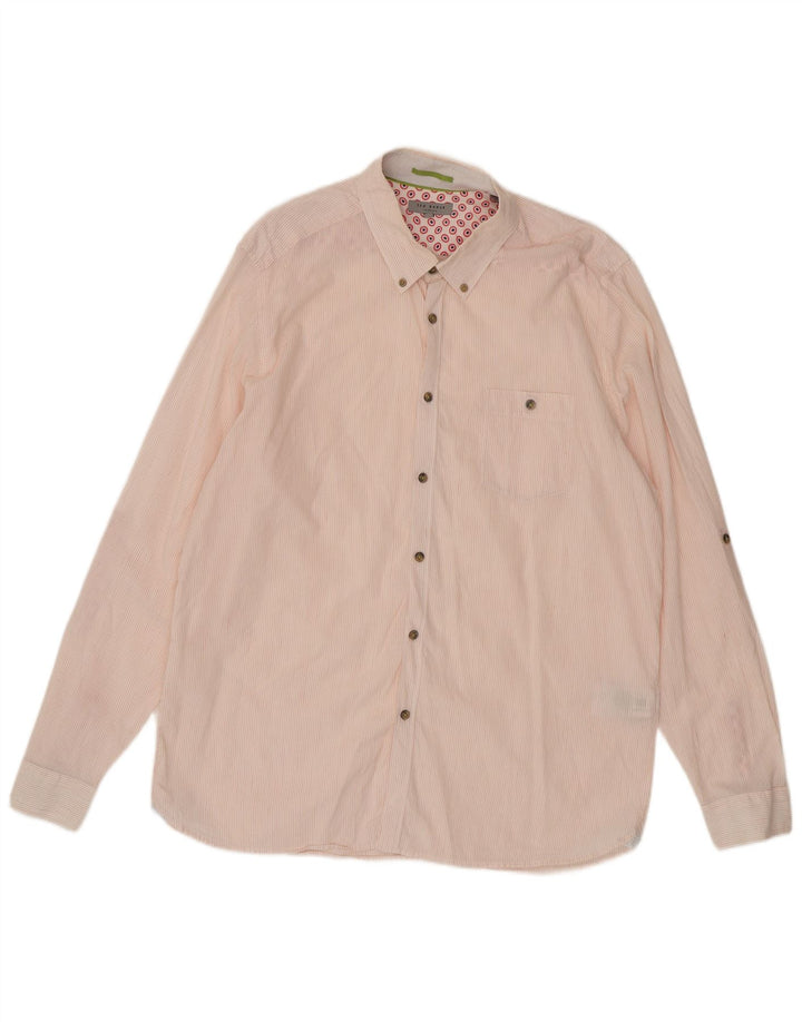TED BAKER Mens Shirt Size 7 3XL Pink Pinstripe Cotton