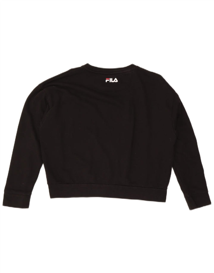 Pulover de hanorac oversized Crop Graphic pentru femei FILA UK 10 Mic Negru