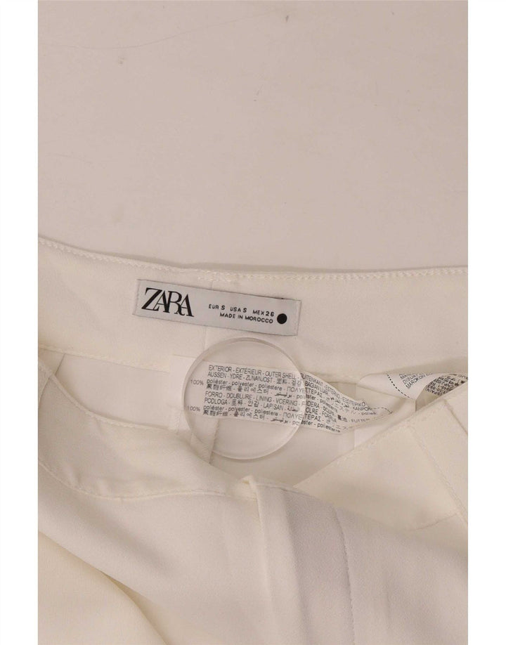 Pantaloni Drepți Casual Zara Femei Mici L26 L32 Poliester Alb