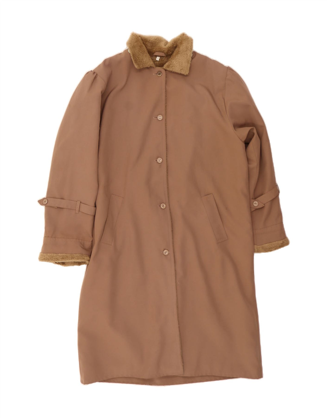 VINTAGE Womens Overcoat UK 16 Large Brown Polyester Vintage Vintage and Second-Hand Vintage from Messina Hembry 