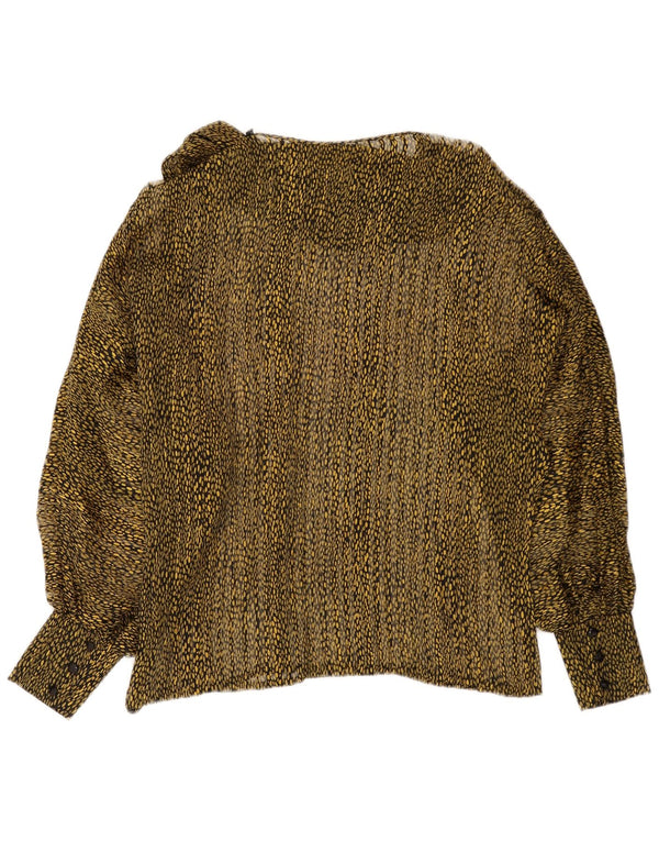 Bluză vintage cu mânecă lungă pentru femei, UK 16, mare, verde, imprimeu cu animale