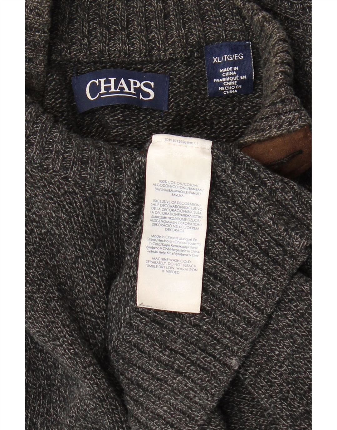 Pulover pentru bărbați CHAPS, cu gât, cu nasturi, XL, bumbac cu pete gri