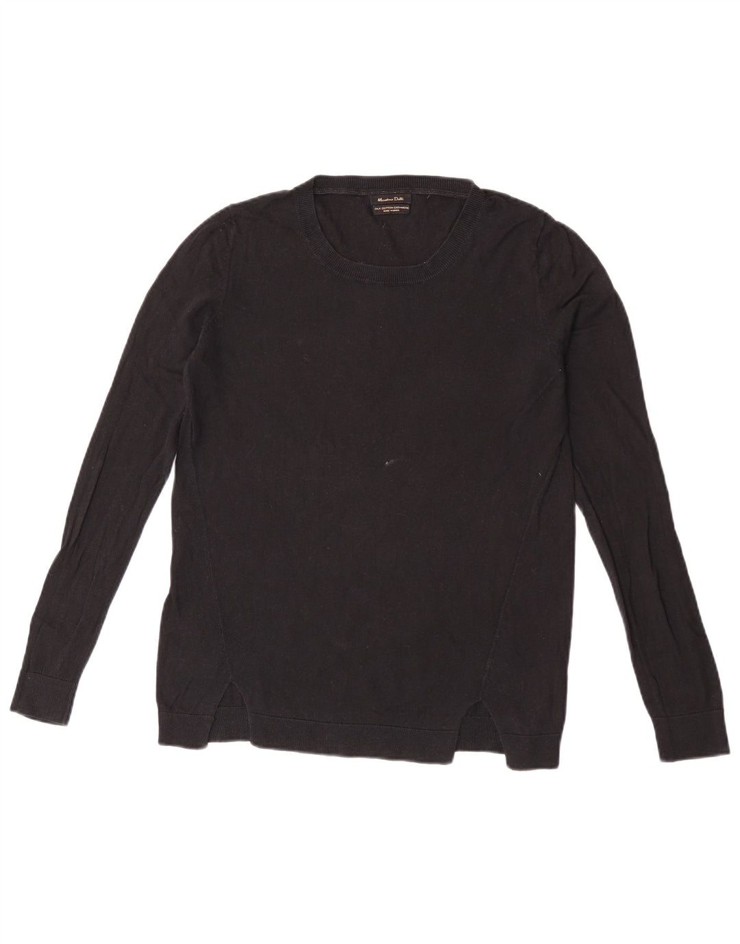 Pulover Massimo Dutti pentru damă cu gât roșu, bumbac negru mediu UK 14