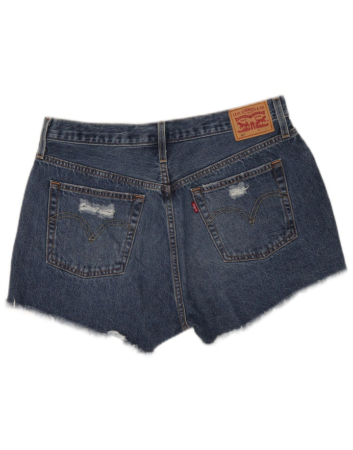 Pantaloni scurți Levi's 501 din denim distressed W32, bumbac albastru mare