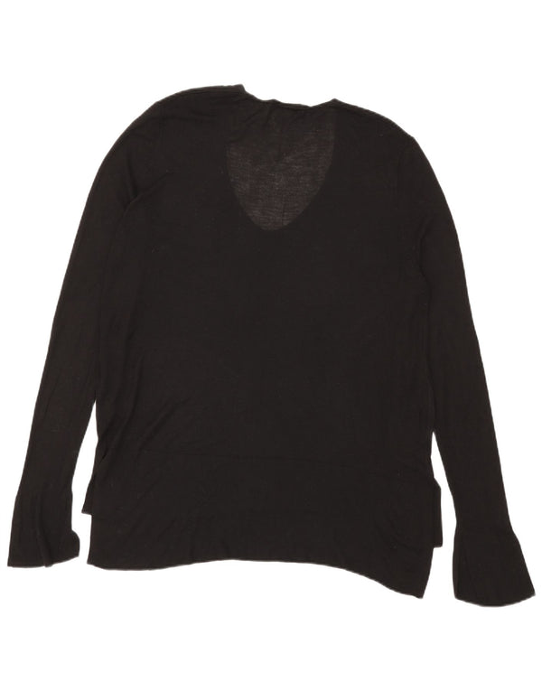 Top femeie Zara cu mânecă lungă UK 16 mare, negru, viscoză