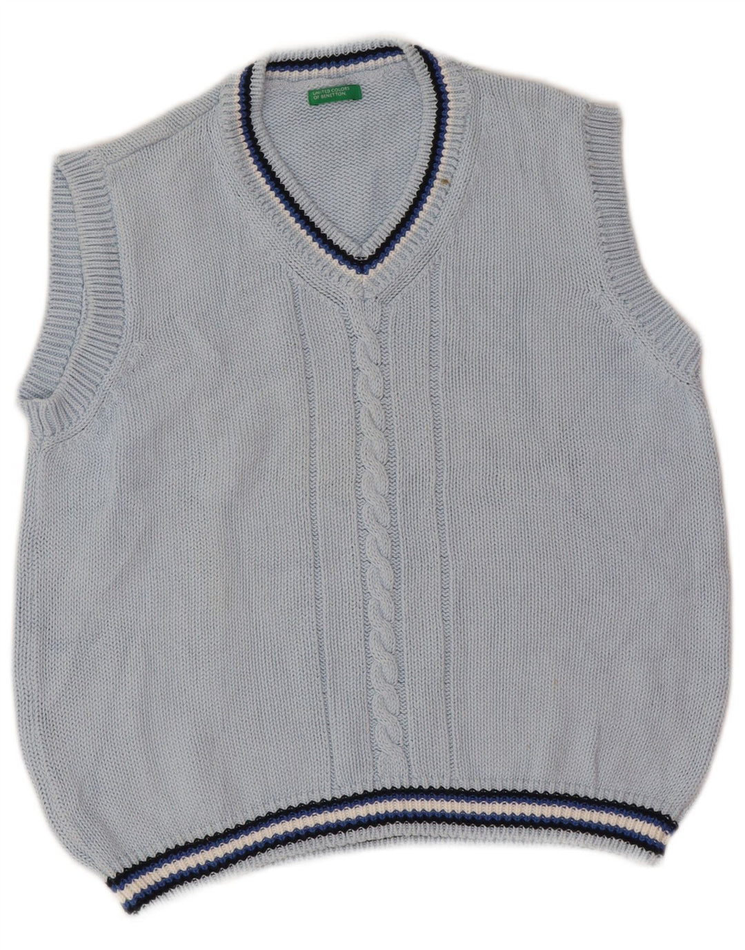 Benetton Boys Vest Tank Top 7-8 Ani Blue Striped