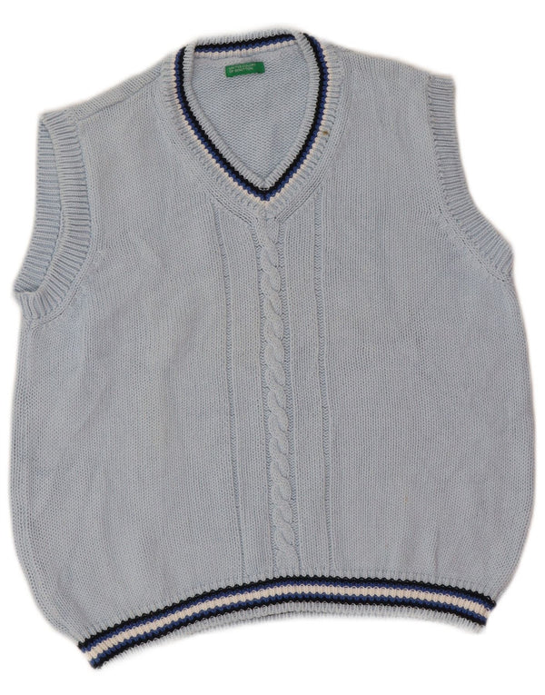 Benetton Boys Vest Tank Top 7-8 Ani Blue Striped