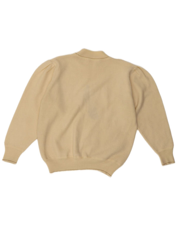 Pulover vintage cu gât țestoasă cu grafică pentru femei UK 18 XL Bej