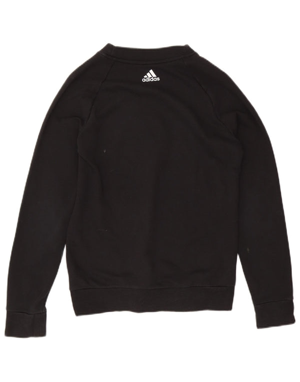 Pulover de hanorac grafic Adidas pentru femei UK 8/10 Bumbac negru mic