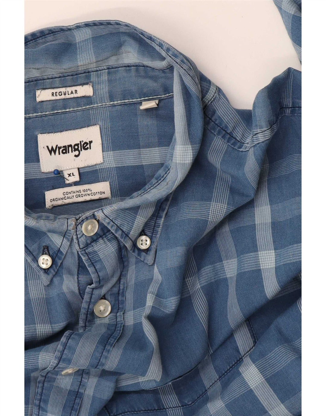 Cămașă Wrangler pentru bărbați, cu formă regulată, XL, bumbac cu carouri albastre