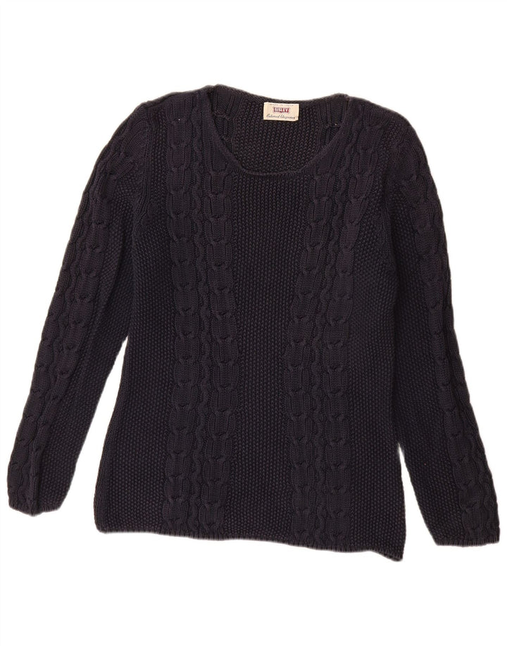 Pulover SISLEY pentru femei cu gât de barcă, UK 14 Medium Bleumarin