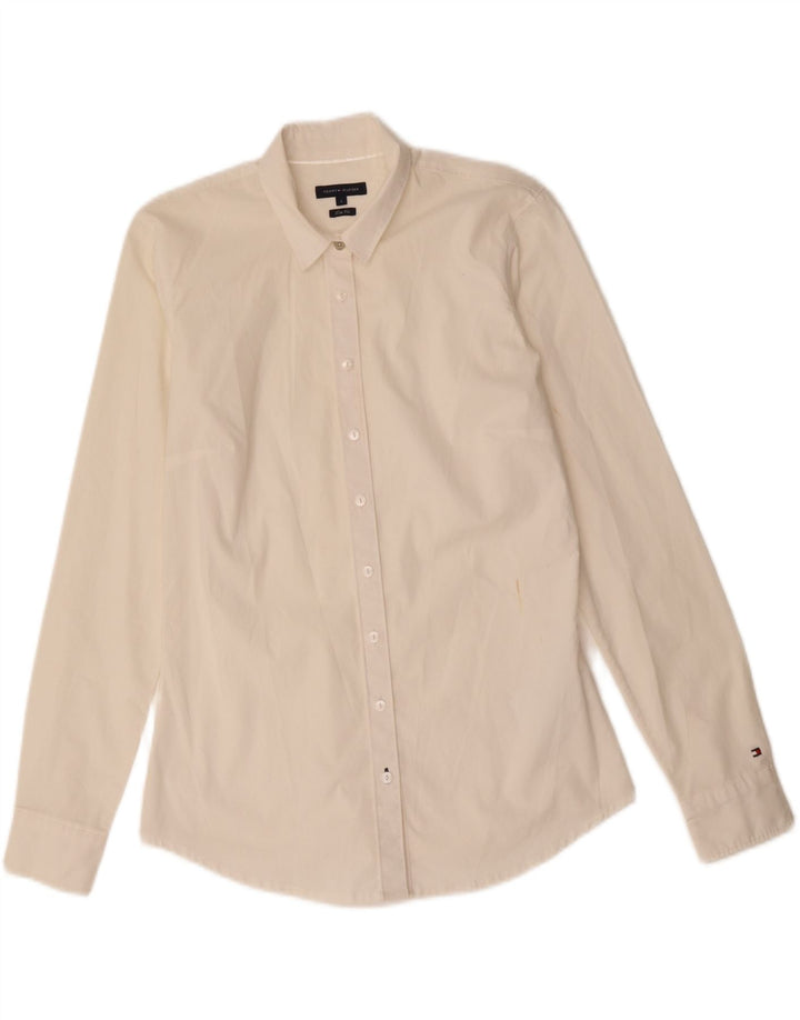 TOMMY HILFIGER Womens Slim Fit Shirt US 6 Medium Off White Cotton Vintage Tommy Hilfiger and Second-Hand Tommy Hilfiger from Messina Hembry 