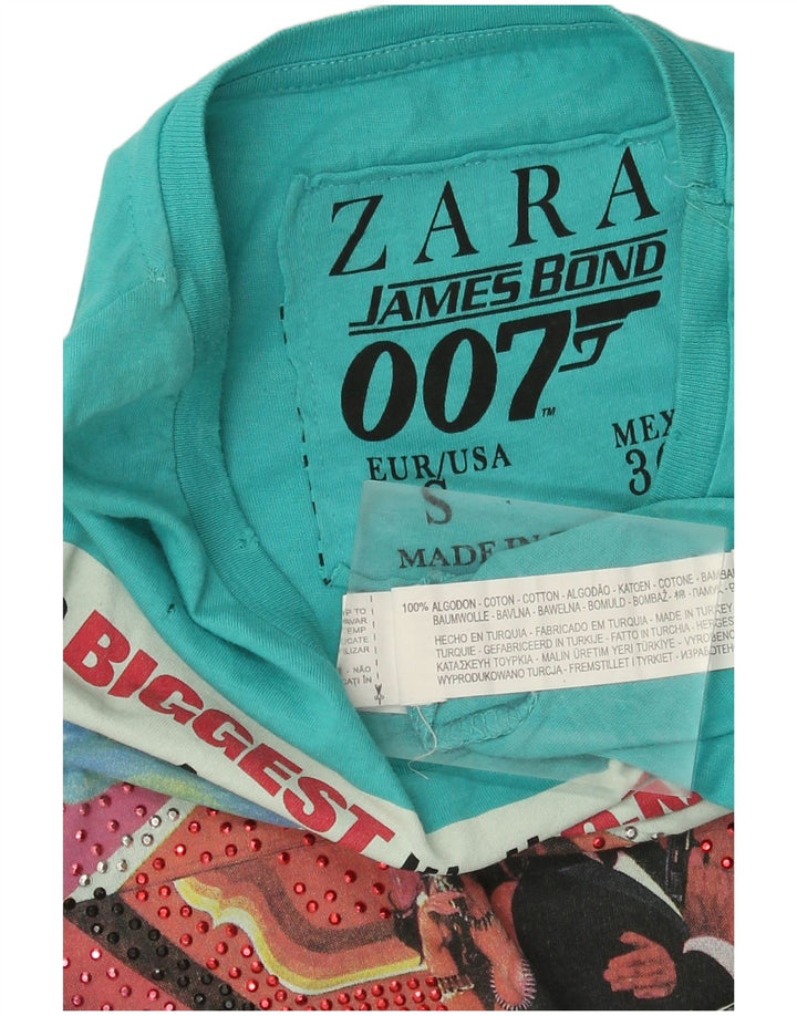 Tricou grafic pentru bărbați Zara Top mic, albastru, bumbac