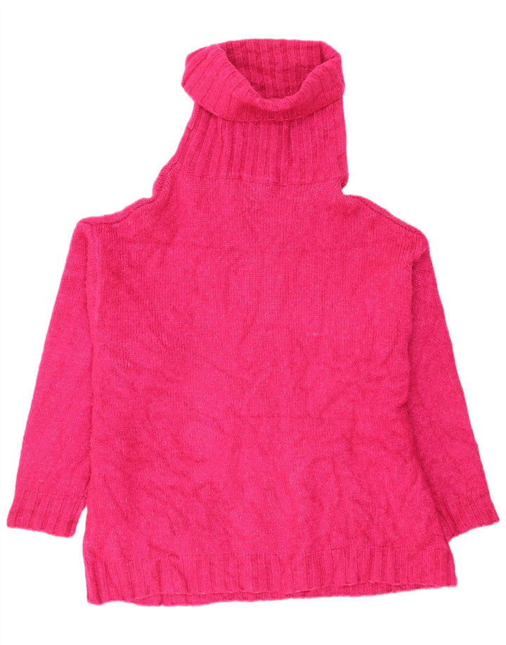 Pulover supradimensionat pentru femei Zara, cu gât rulat, UK 14, acrilic, roz mediu