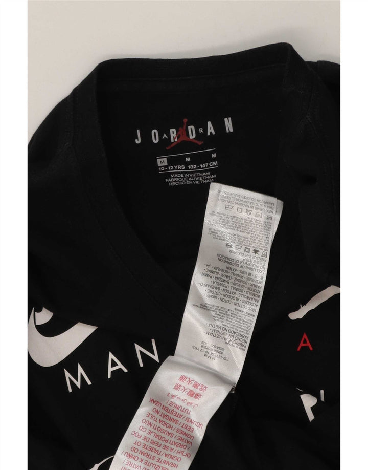Top grafic Jordan pentru băieți, cu mânecă lungă, 10-11 ani, bumbac mediu negru