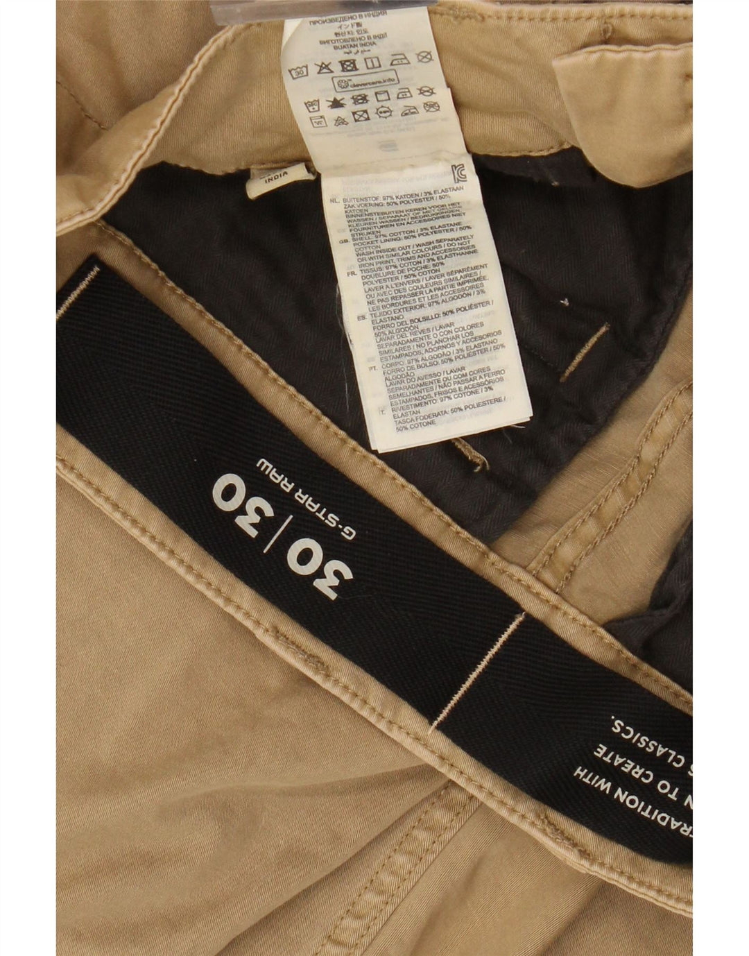 Pantaloni cargo subțiri G-STAR Classics pentru bărbați L30 L30, bumbac bej