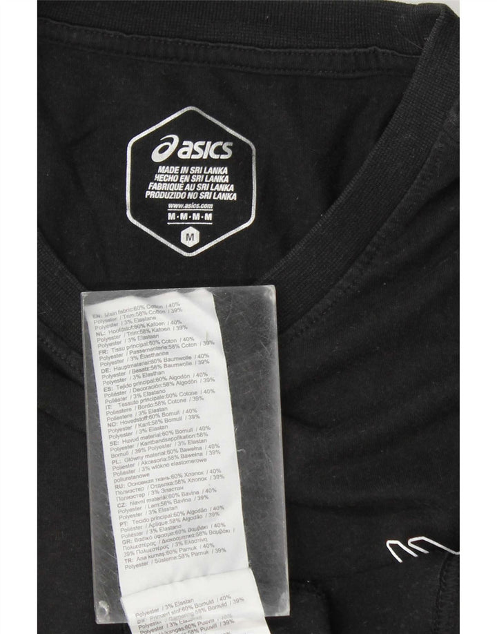 Tricou grafic Asics pentru bărbați Top mediu din bumbac negru