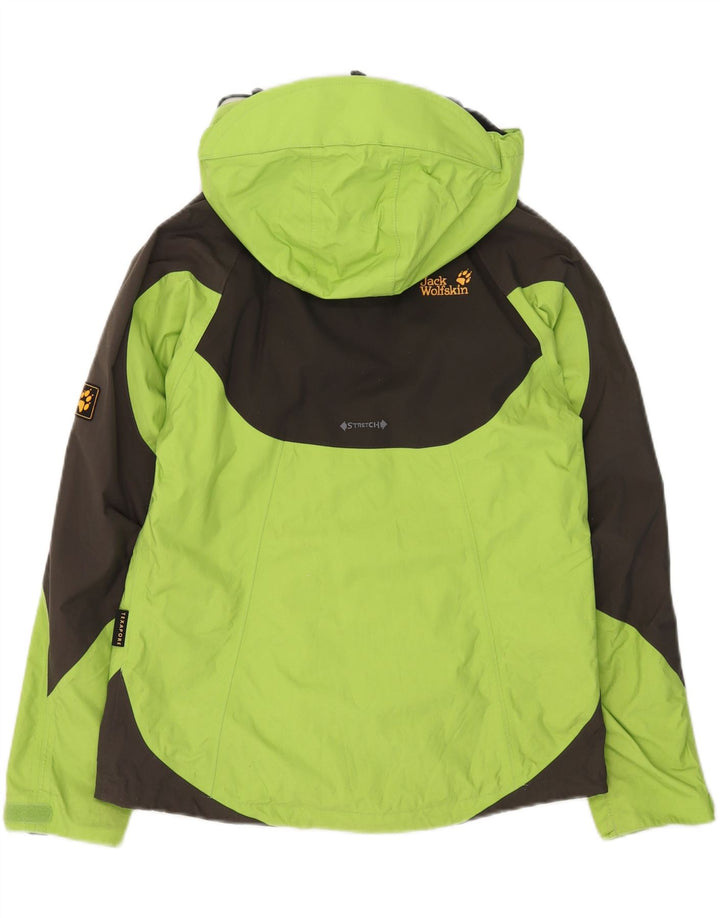 Jack Wolfskin Jachetă de ploaie cu glugă pentru femei UK 12/14 Medium Green Colorblock