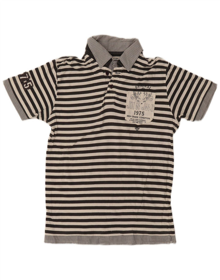JACK & JONES Tricou polo cu grafică pentru bărbați, gri mediu cu dungi