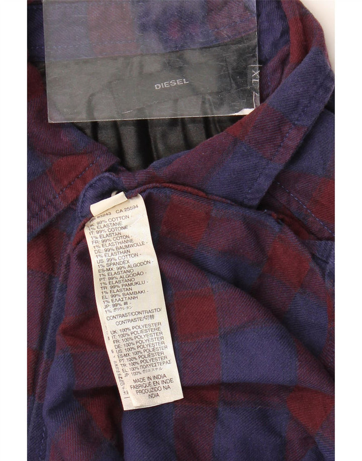 Cămașă din flanel pentru bărbați Diesel XL, bumbac cu carouri bleumarin