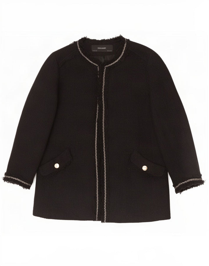 Jachetă Blazer deschisă pentru femei Zara UK 14, mare, negru, acrilic
