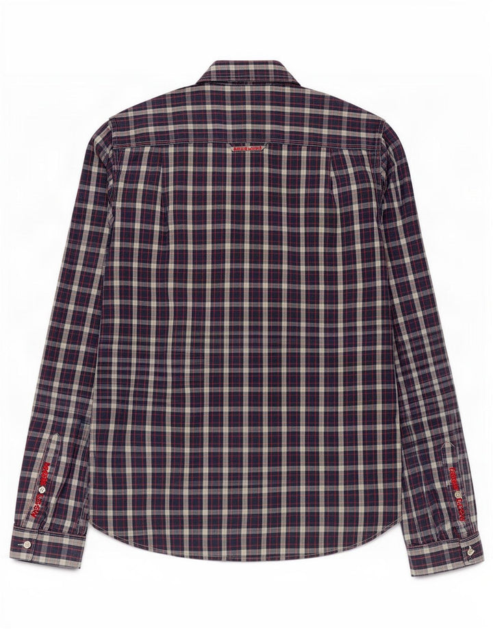Cămașă pentru bărbați Superdry, bumbac cu carouri, albastru bleumarin mediu