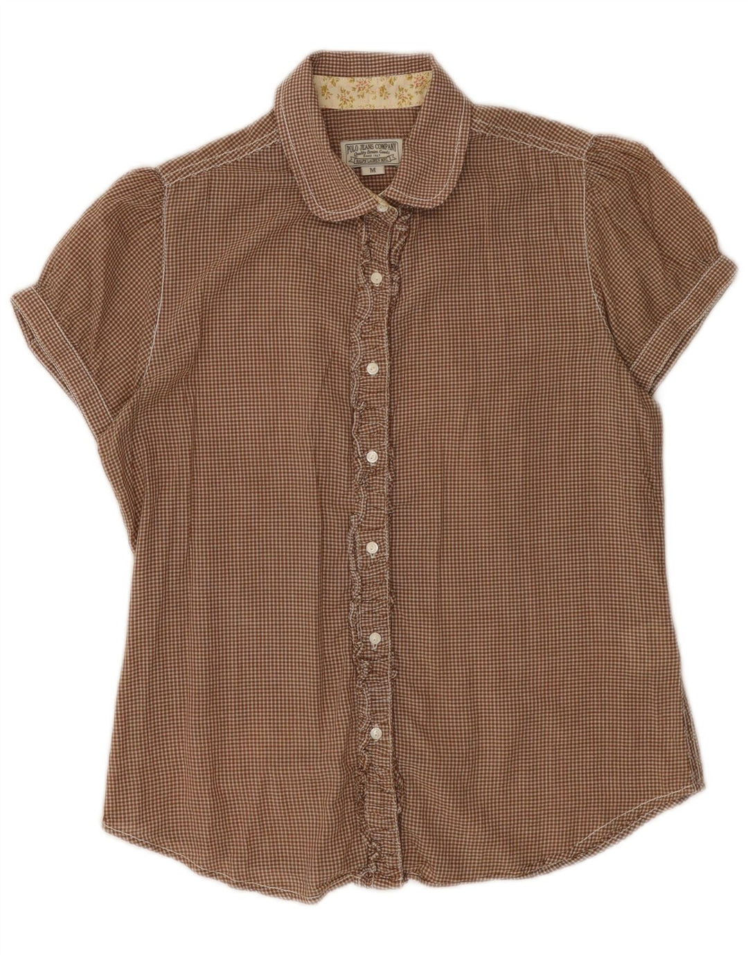 Bluză cămașă cu mânecă scurtă pentru femei POLO RALPH LAUREN UK 12 maro mediu