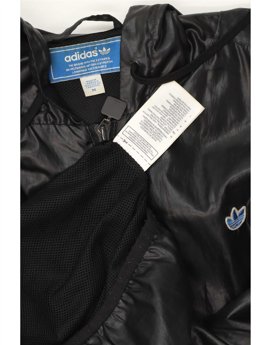 Jachetă de ploaie cu glugă pentru bărbați Adidas UK 38 Poliester mediu negru
